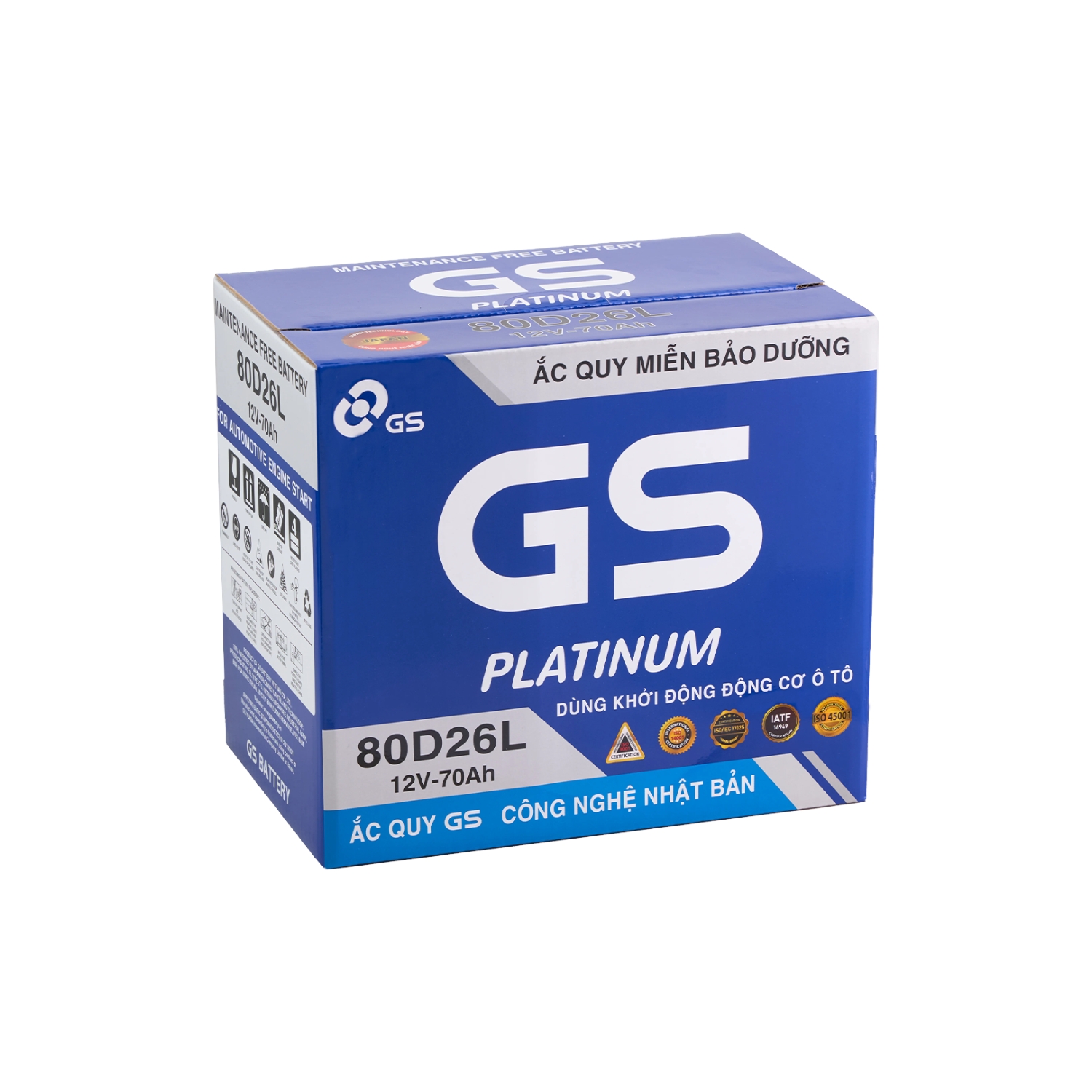 Ắc quy GS 12V 70Ah MF 80D26L Platinum