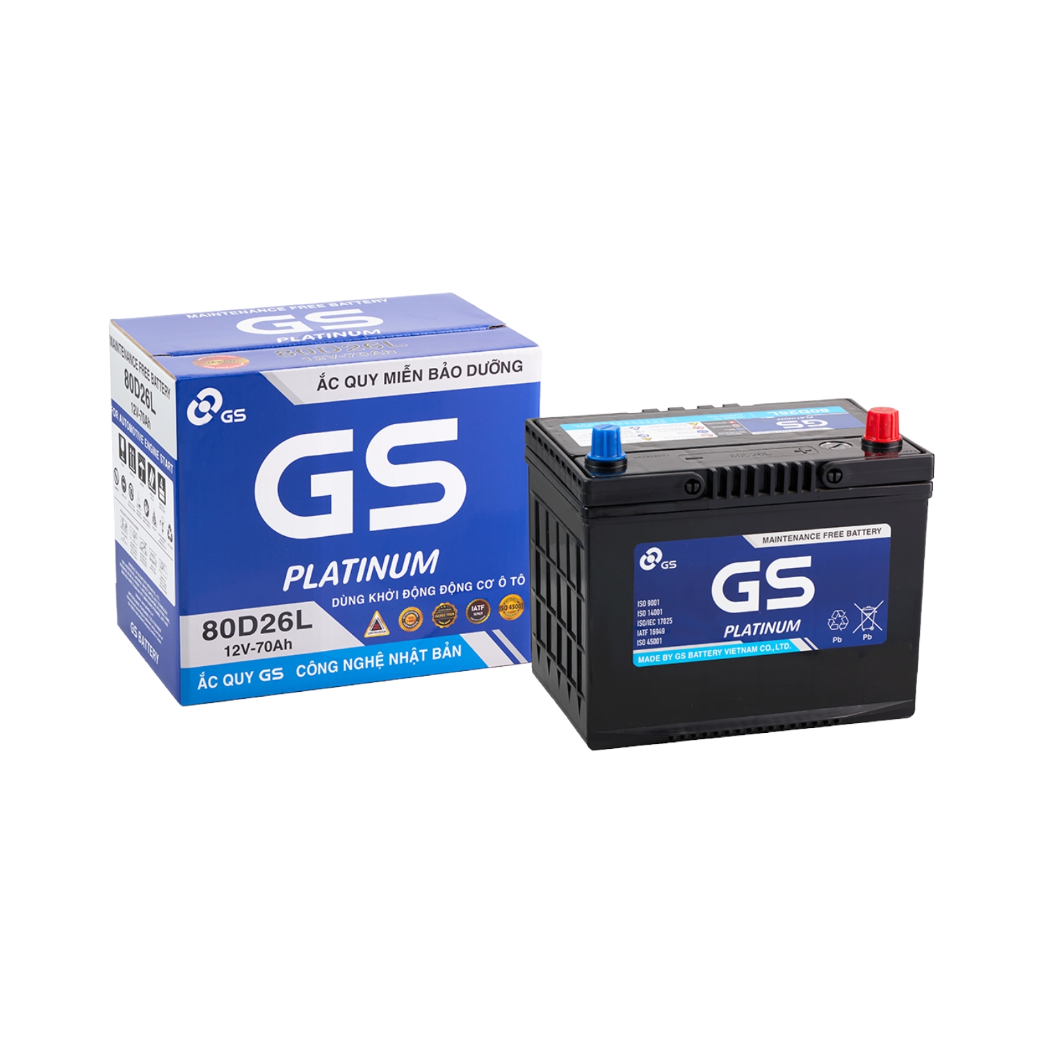 Ắc quy GS 12V 70Ah MF 80D26L Platinum