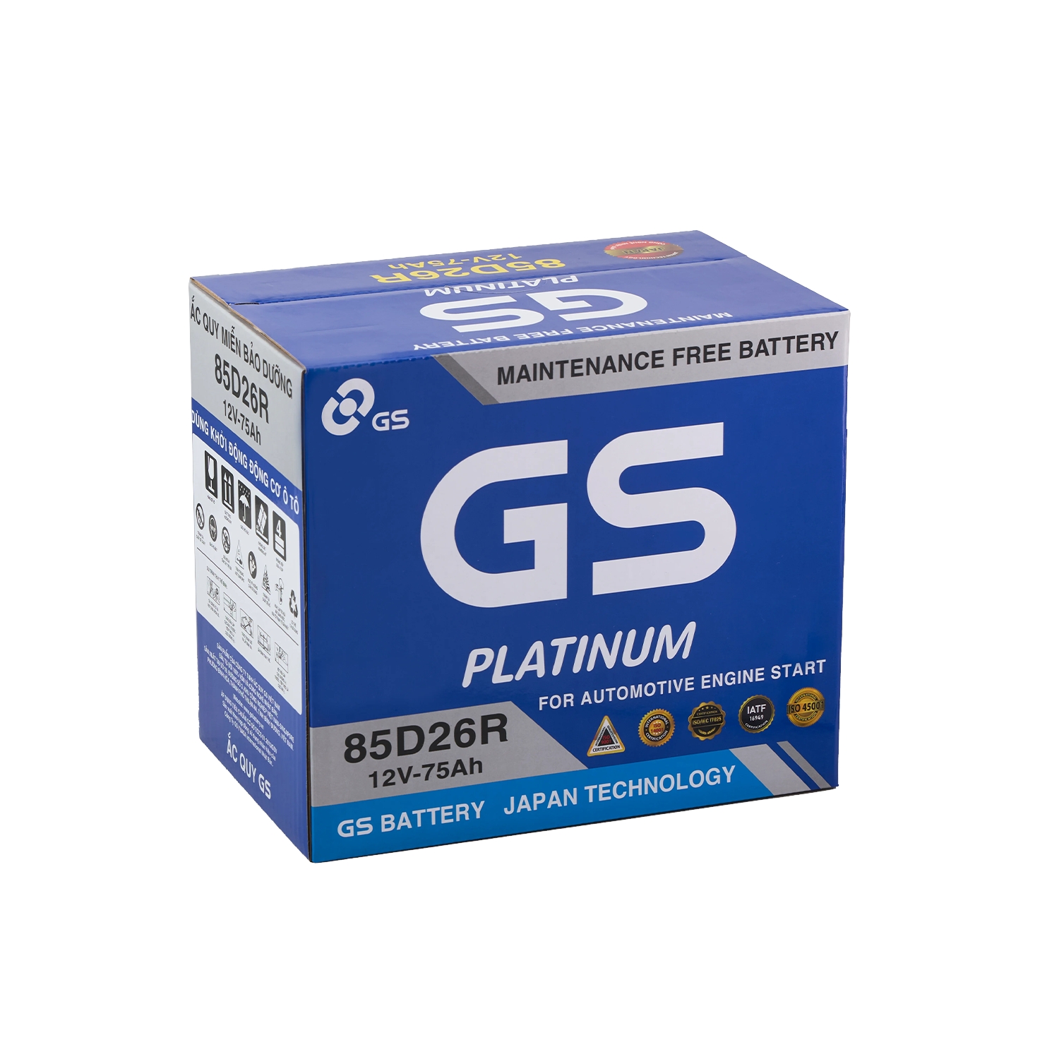 Ắc quy khô GS 12V 75Ah MF85D26R
