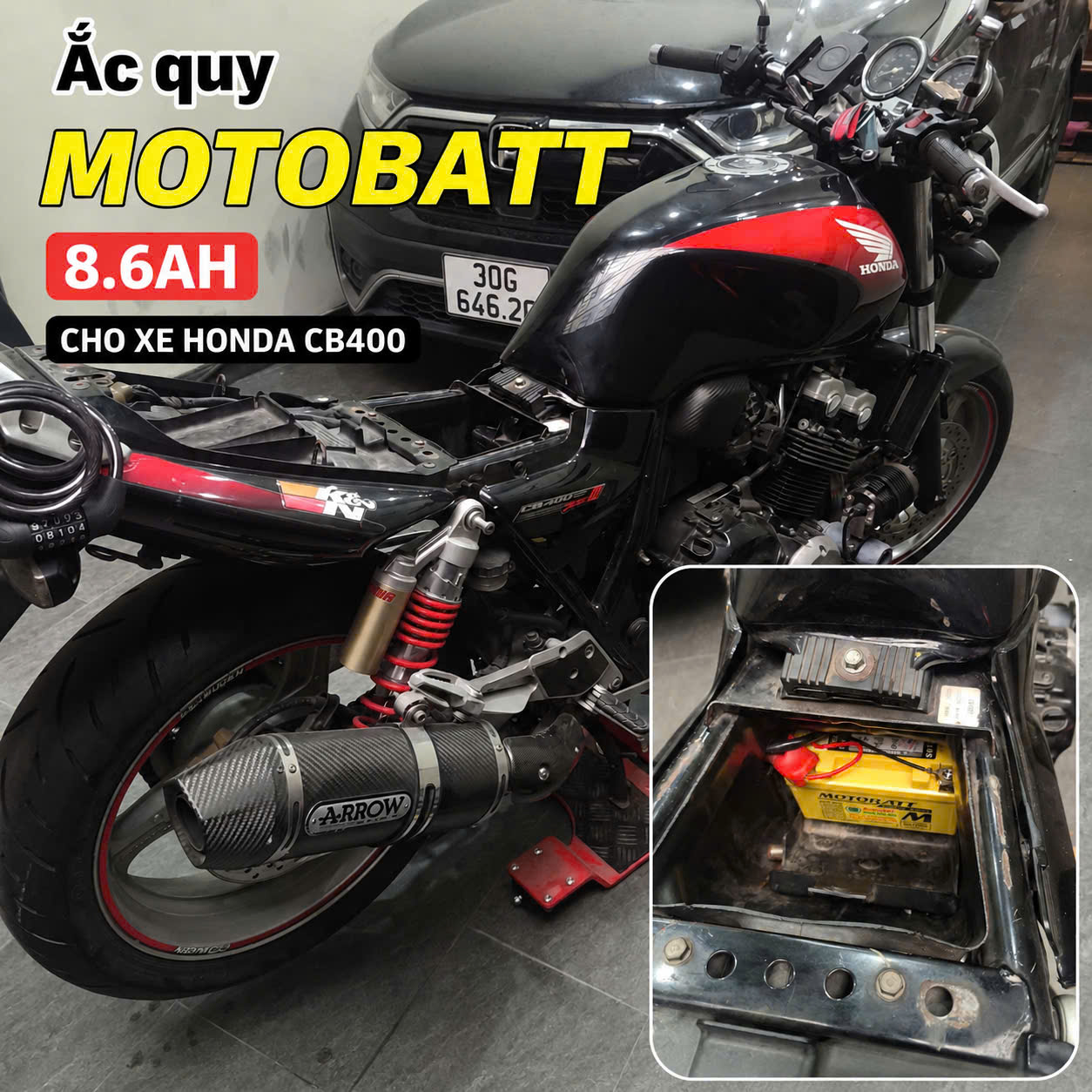 thay ắc quy motobatt cho xe Honda CB400