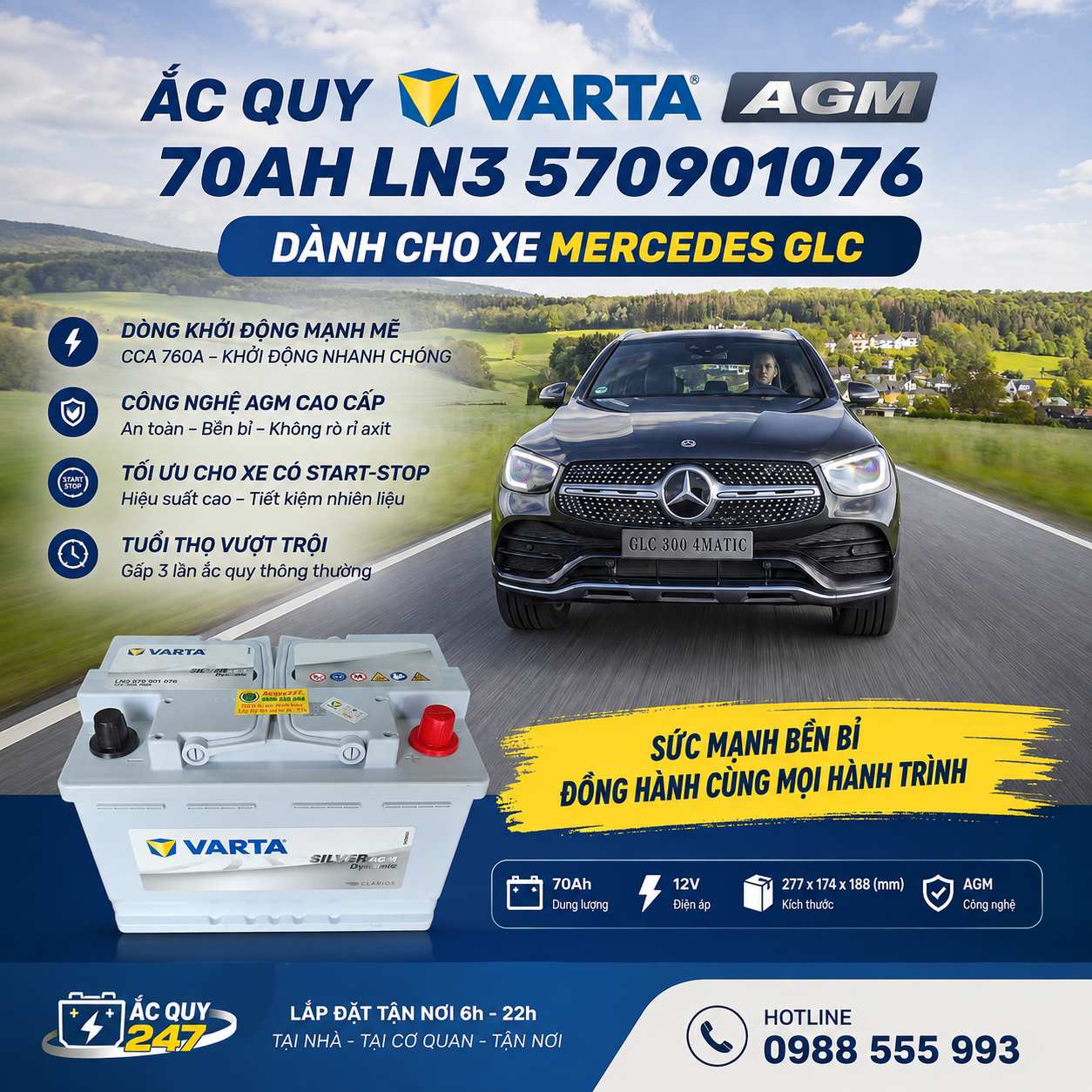 ắc quy varta AGM cho xe Mercedes 